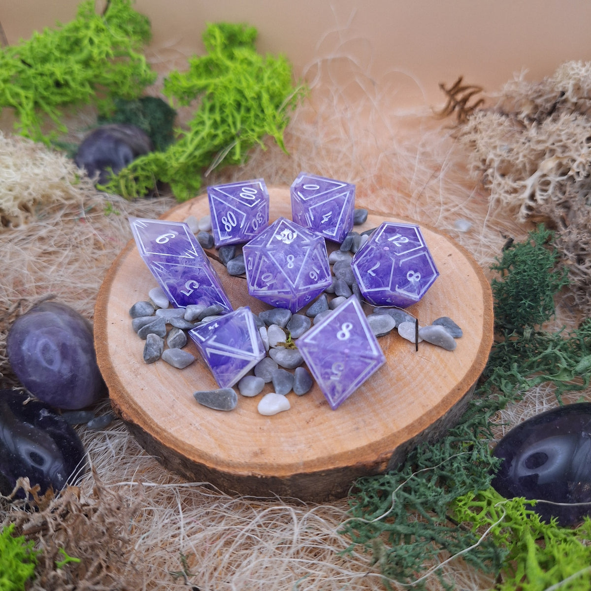 Set de dés artisanaux - Brume Pourpre