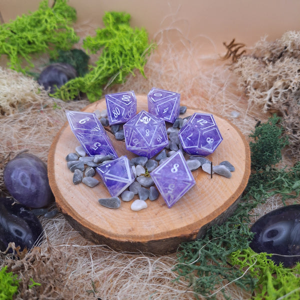Set de dés artisanaux - Brume Pourpre