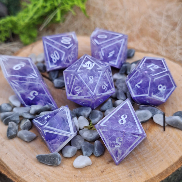 Set de dés artisanaux - Brume Pourpre