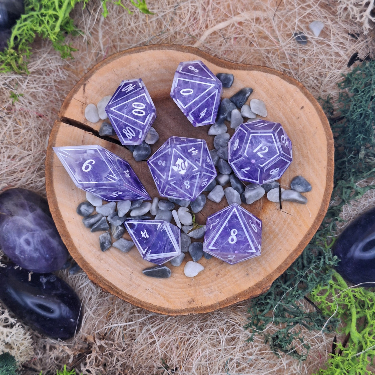 Set de dés artisanaux - Brume Pourpre