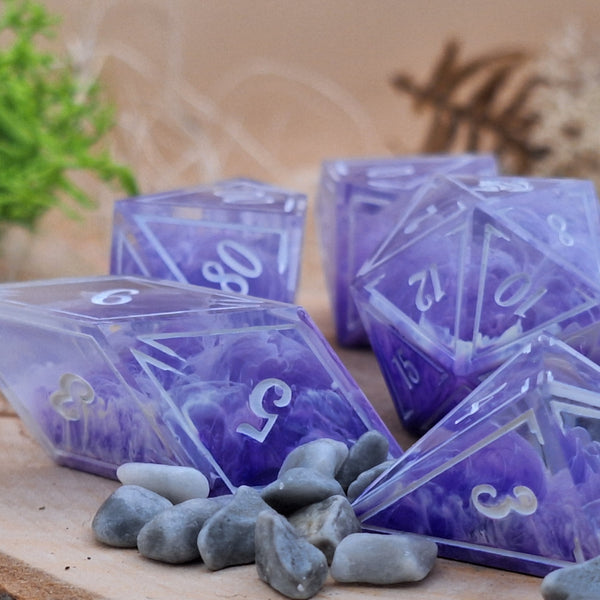 Set de dés artisanaux - Brume Pourpre