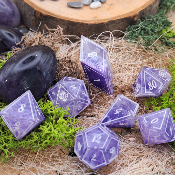 Set de dés artisanaux - Brume Pourpre